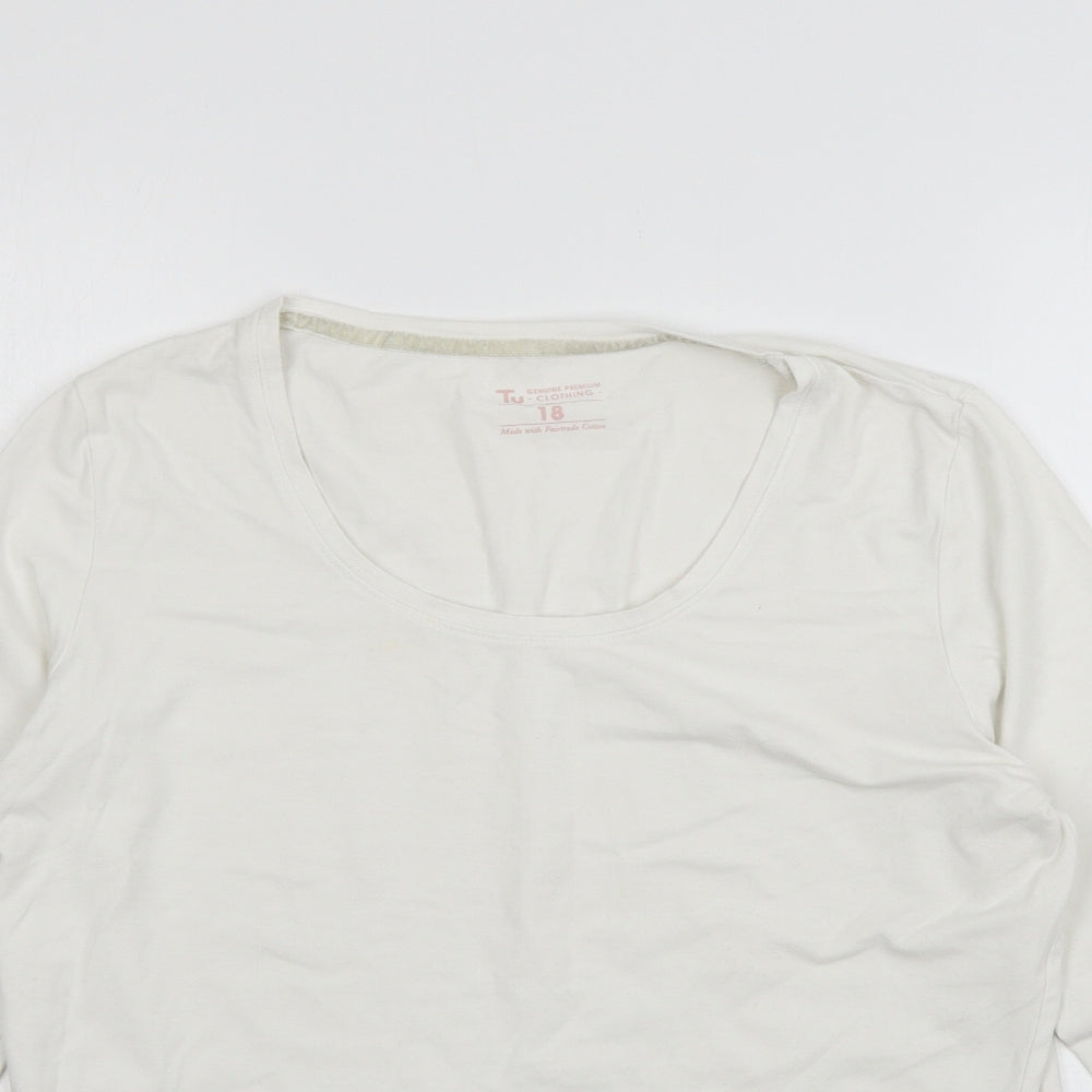 TU Womens White  Jersey Basic T-Shirt Size 18