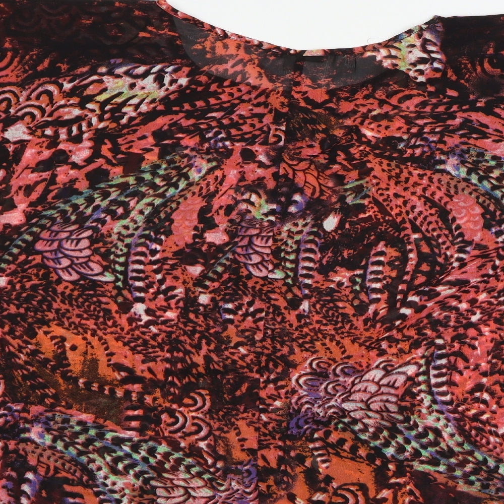 Peacocks Womens Pink Geometric  Basic Blouse Size L