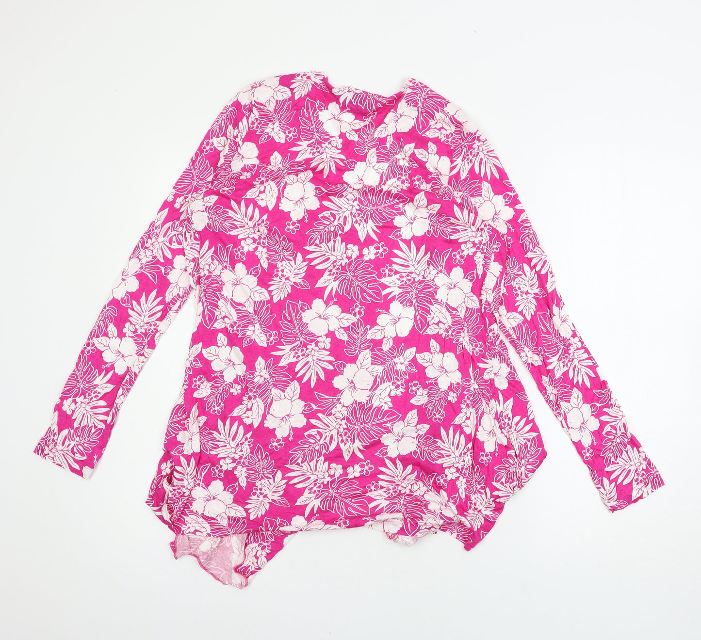 B.You Womens Pink Floral Jersey Cardigan Jumper Size 14