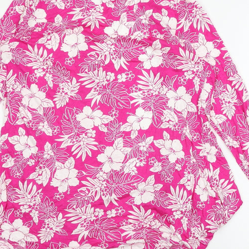 B.You Womens Pink Floral Jersey Cardigan Jumper Size 14