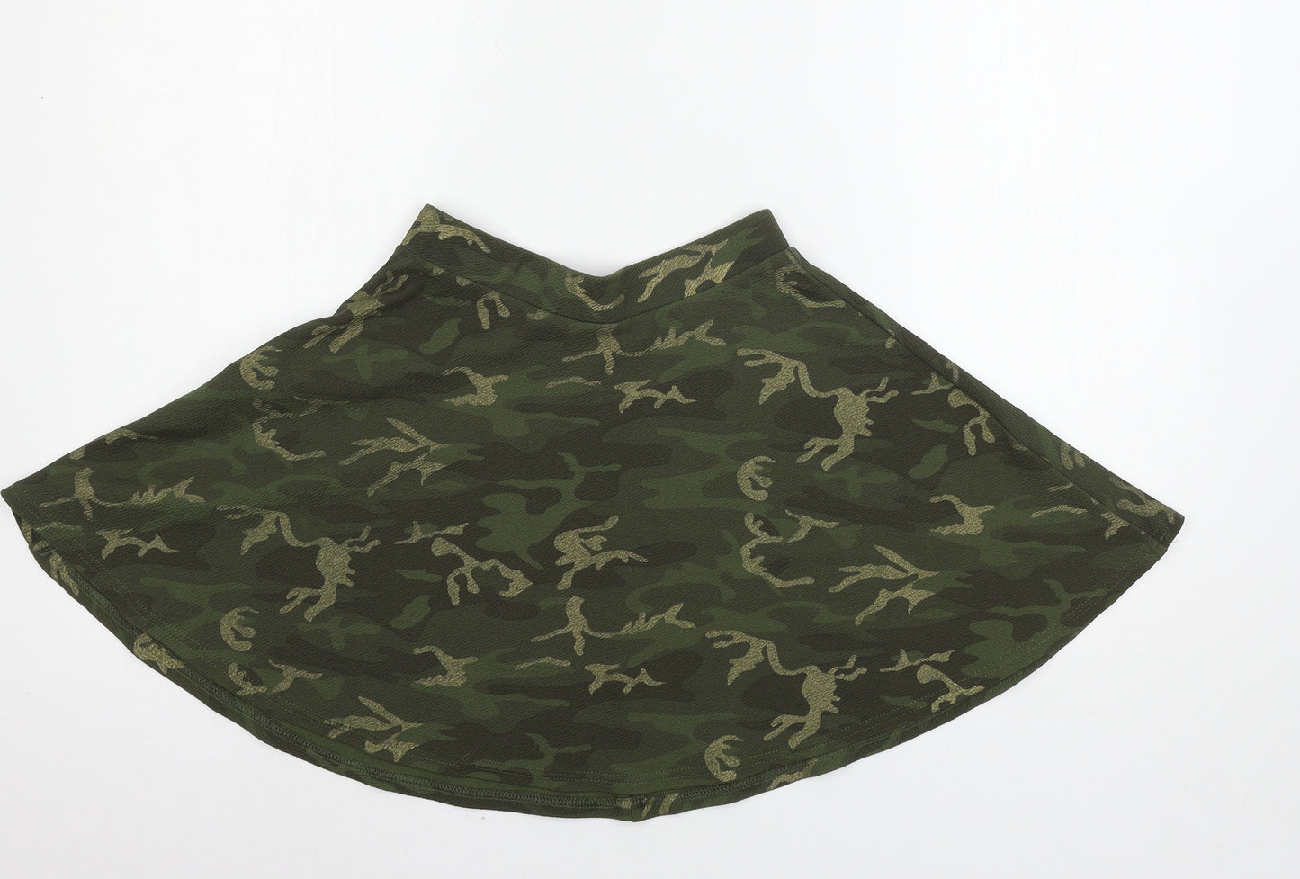 Kylie Girls Green Camouflage Jersey Flare Skirt Size 11-12 Years