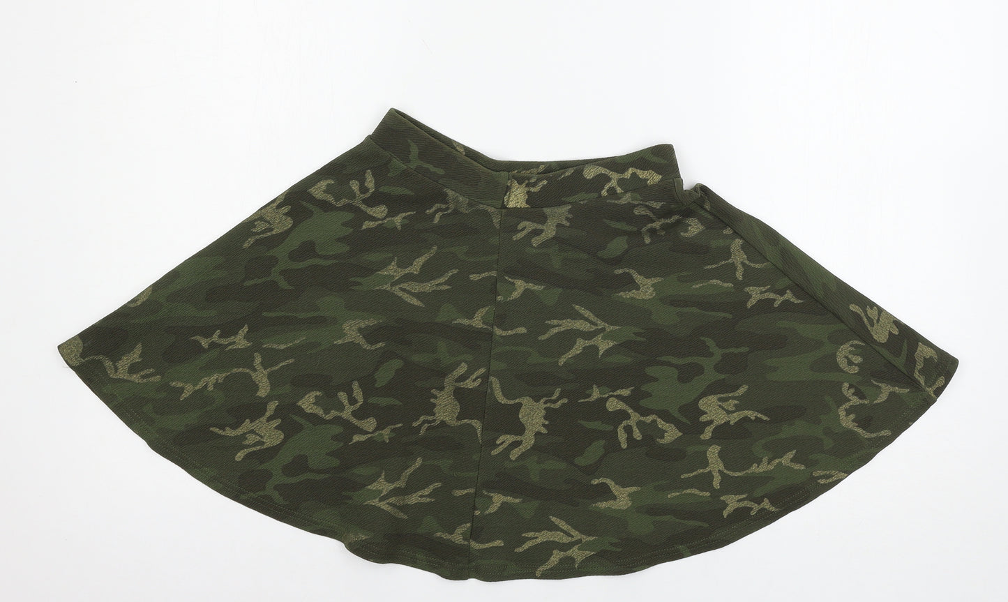 Kylie Girls Green Camouflage Jersey Flare Skirt Size 11-12 Years