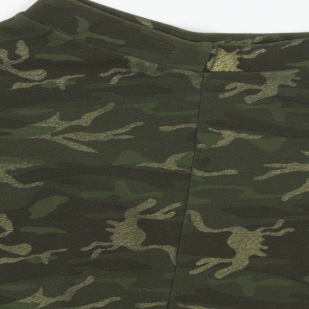 Kylie Girls Green Camouflage Jersey Flare Skirt Size 11-12 Years