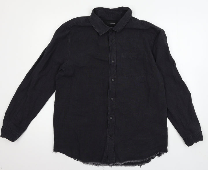 Among Essentials Mens Blue Denim Button-Up Size L
