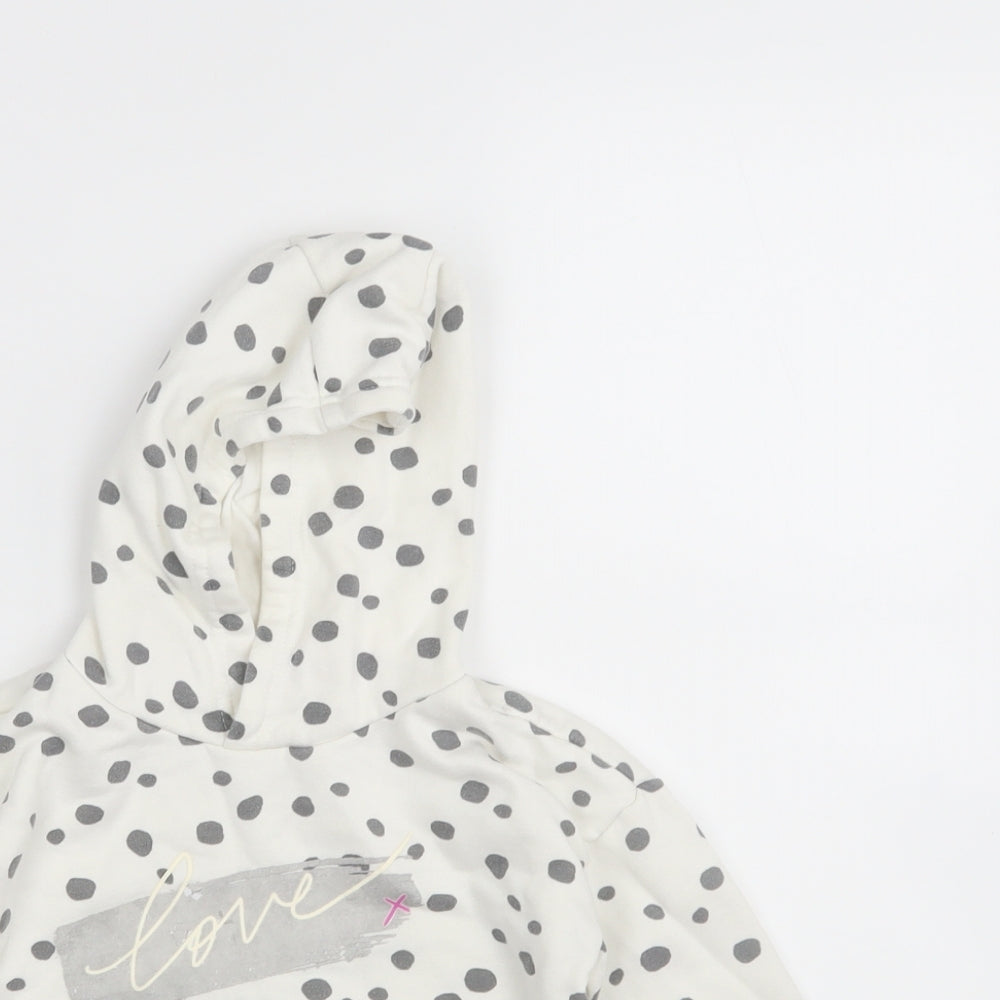 PRIMARK  Girls White Polka Dot  Pullover Jumper Size 3-4 Years