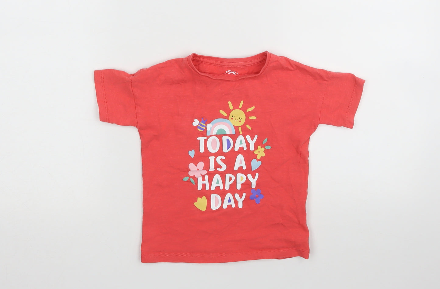 F&F Girls Red Geometric  Basic T-Shirt Size 2-3 Years