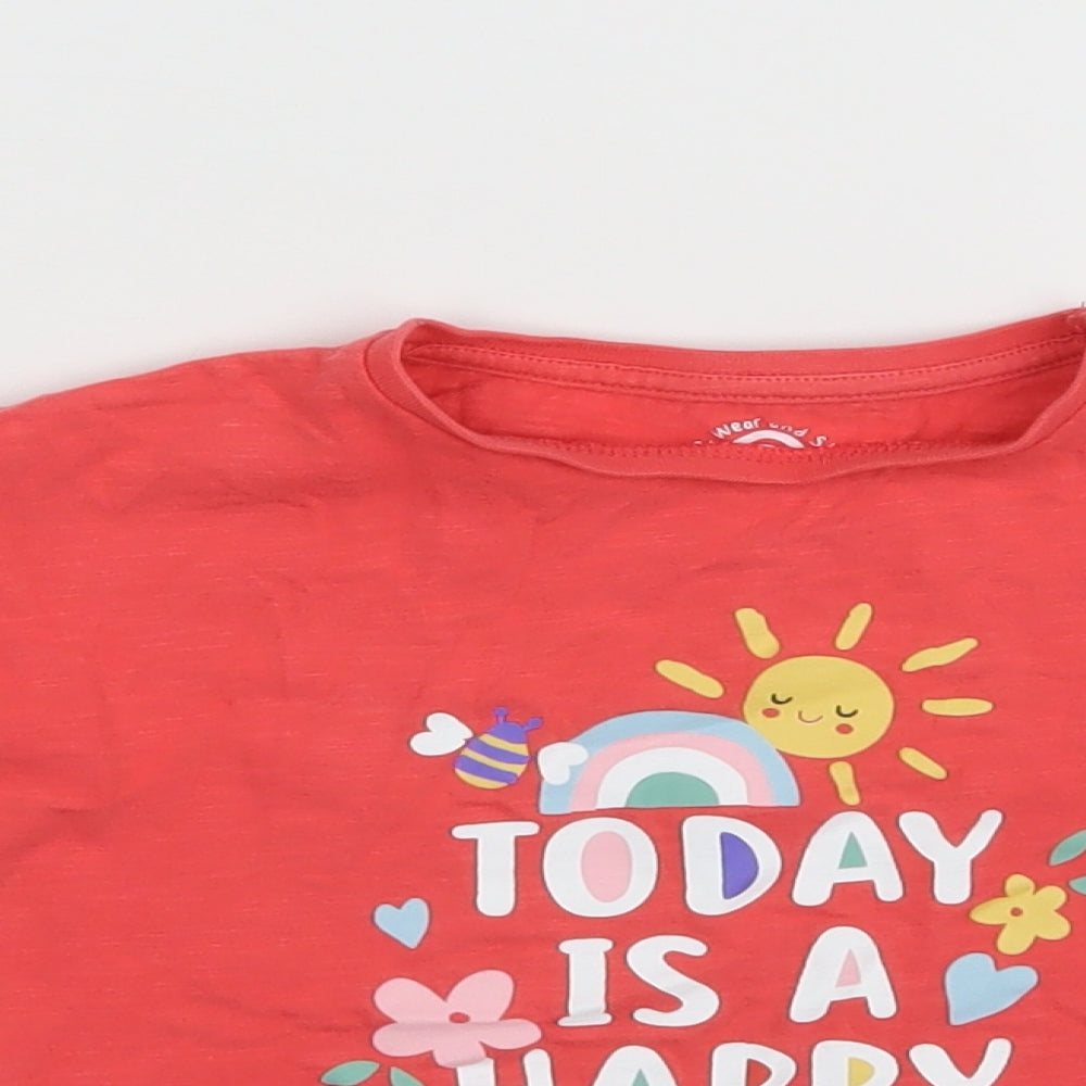 F&F Girls Red Geometric  Basic T-Shirt Size 2-3 Years