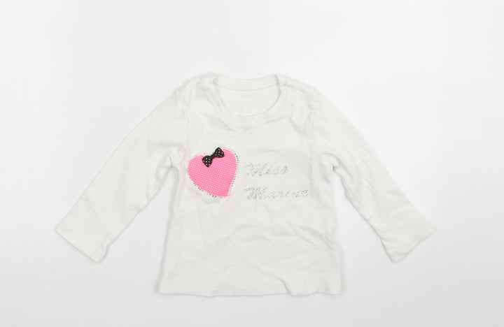 Preworn Girls White Geometric Basic T-Shirt Size 3 Years