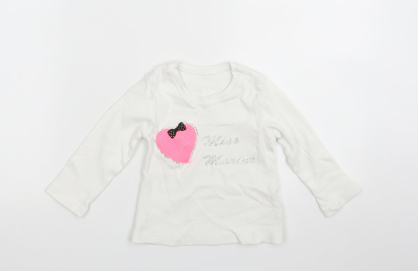 Preworn Girls White Geometric  Basic T-Shirt Size 3 Years
