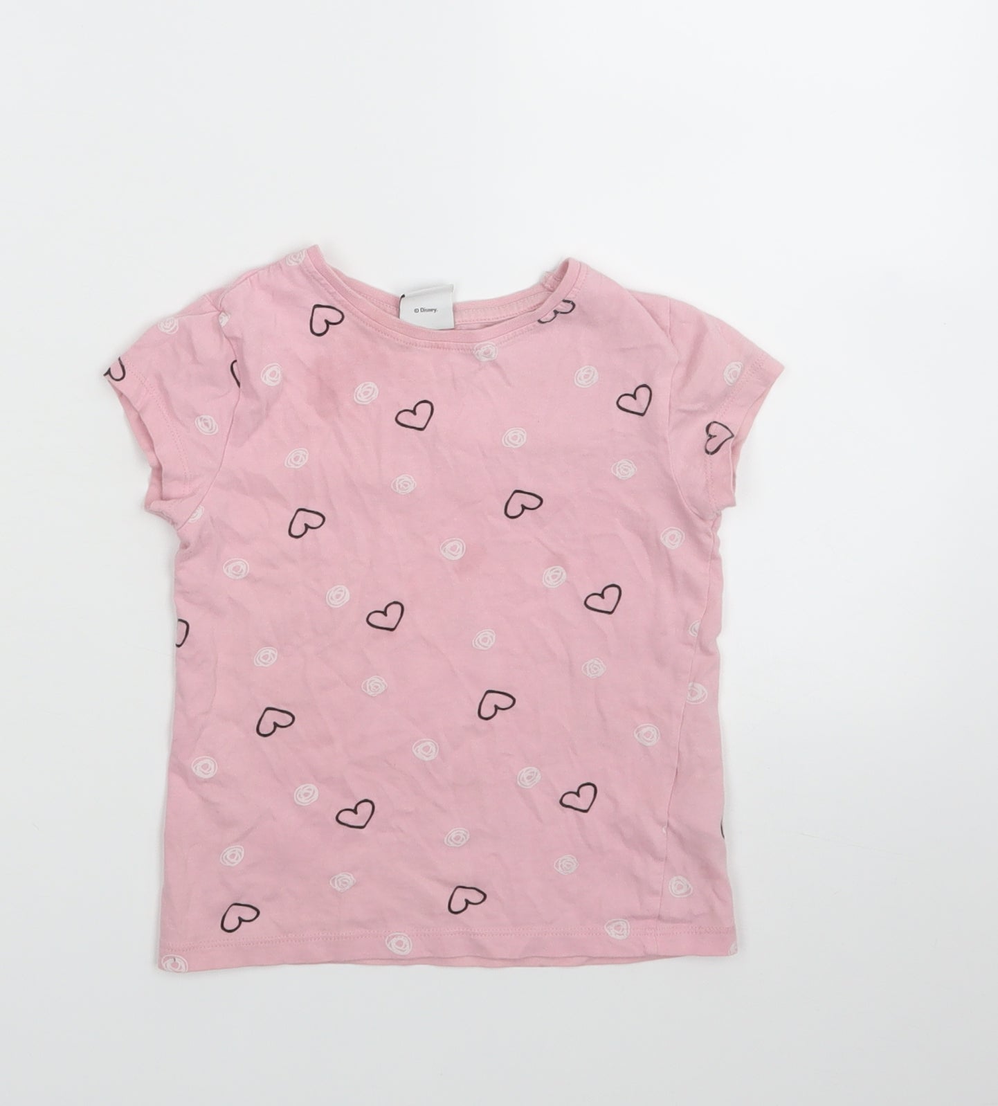 DISNEY  Girls Pink Geometric  Basic T-Shirt Size 3-4 Years
