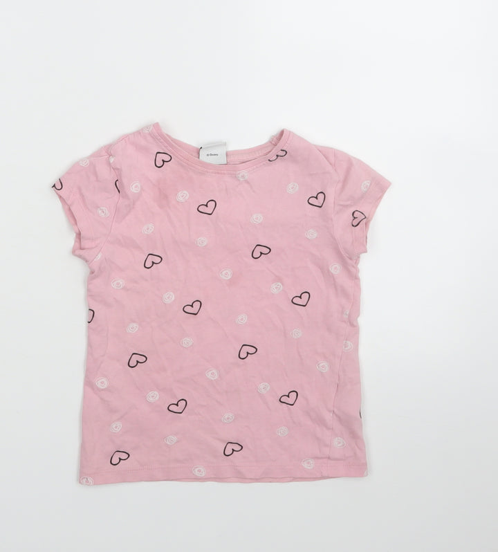 DISNEY  Girls Pink Geometric  Basic T-Shirt Size 3-4 Years