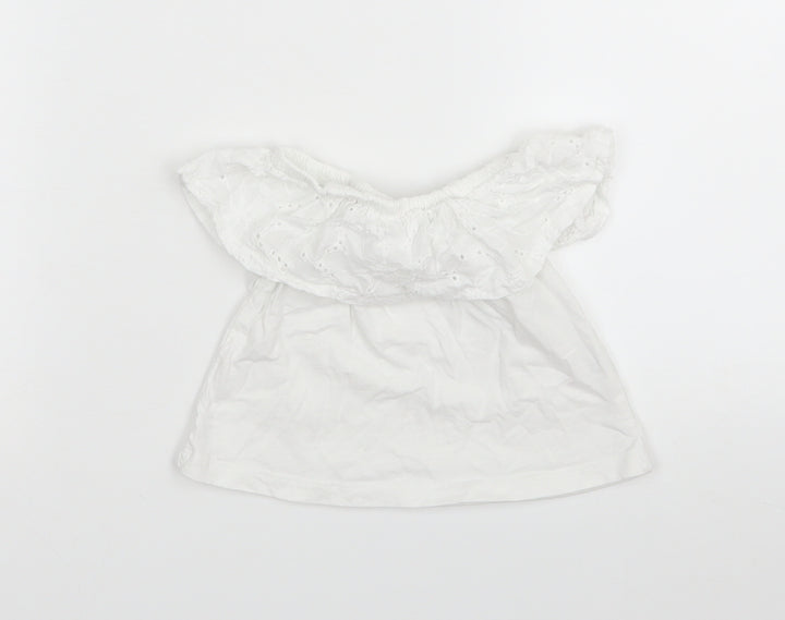 M&Co Girls White Basic T-Shirt Size 3-4 Years