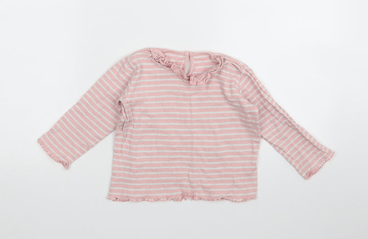 Matalan Girls Pink Striped Pullover Sweatshirt Size 3-4 Years