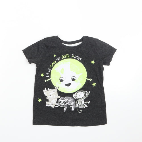 SO CUTE Baby Grey Animal Print  Basic T-Shirt Size 18-24 Months