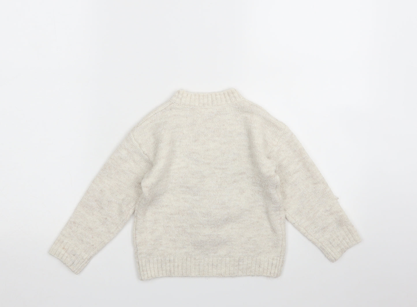 NUTMEG  Girls Grey Animal Print  Pullover Jumper Size 3-4 Years