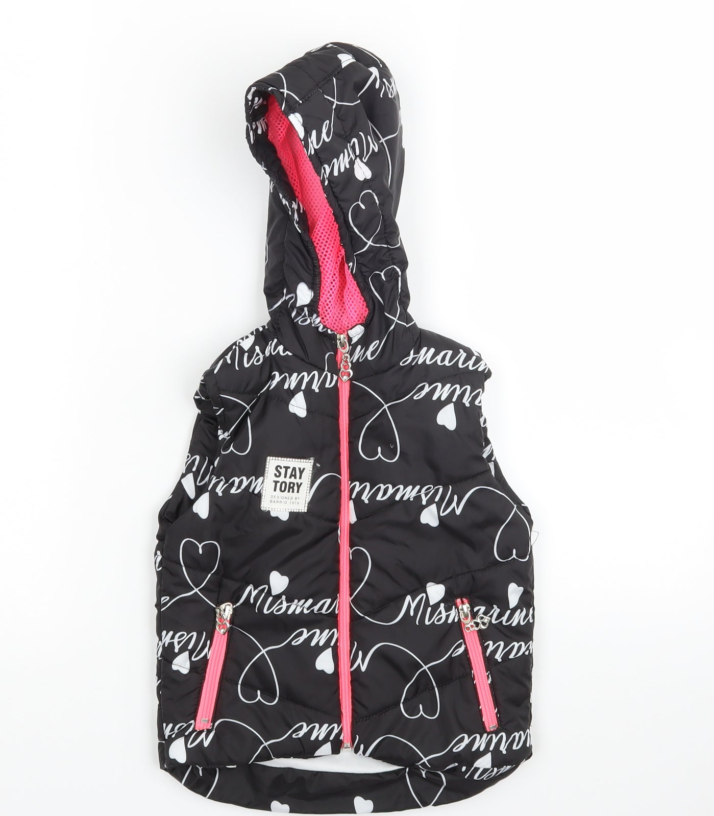 Preworn Girls Black Geometric  Gilet Coat Size 3 Years