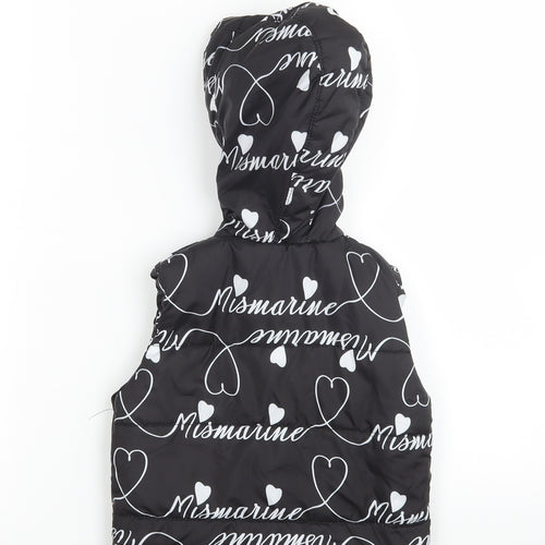 Preworn Girls Black Geometric  Gilet Coat Size 3 Years