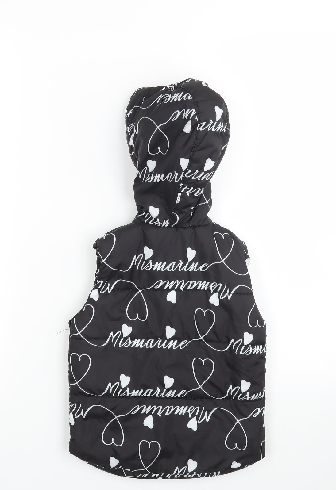 Preworn Girls Black Geometric  Gilet Coat Size 3 Years