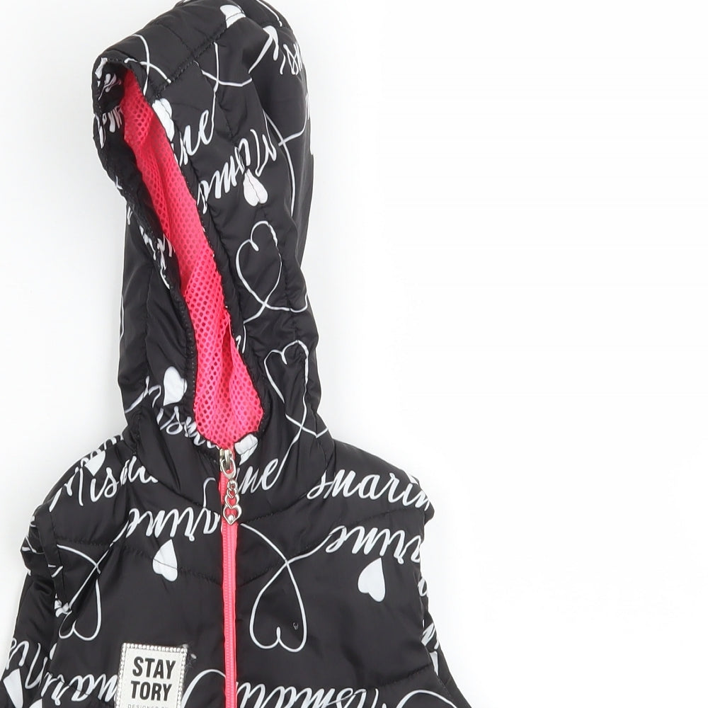 Preworn Girls Black Geometric  Gilet Coat Size 3 Years