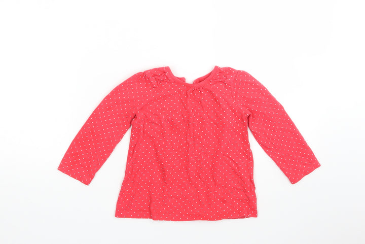 George Girls Red Spotted Basic T-Shirt Size 18-24 Months