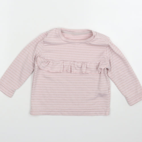 Matalan Girls Pink Striped  Basic T-Shirt Size 12-18 Months