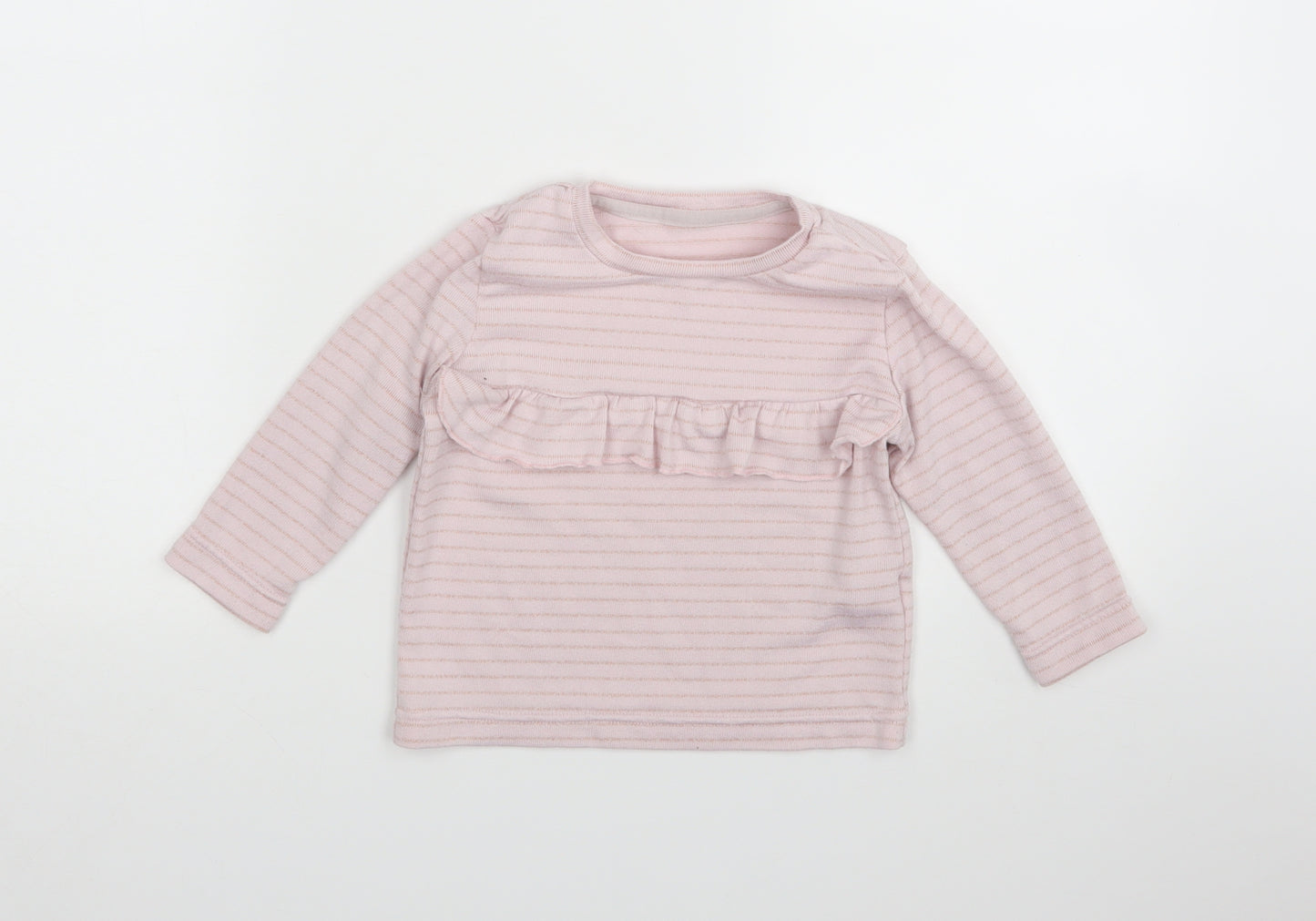 Matalan Girls Pink Striped  Basic T-Shirt Size 12-18 Months