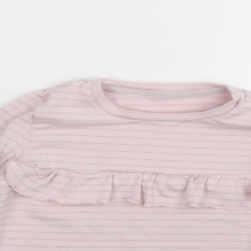 Matalan Girls Pink Striped  Basic T-Shirt Size 12-18 Months