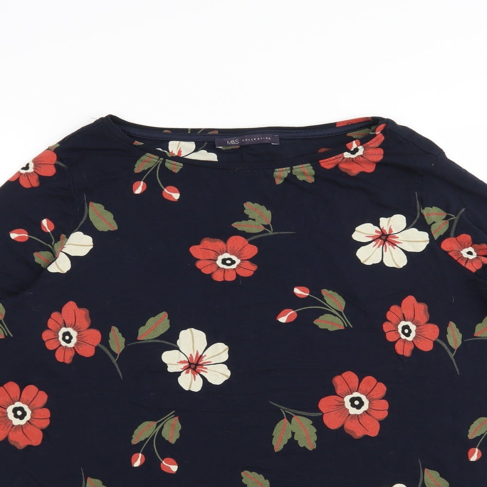 M&S Womens Multicoloured Floral  Basic T-Shirt Size 14
