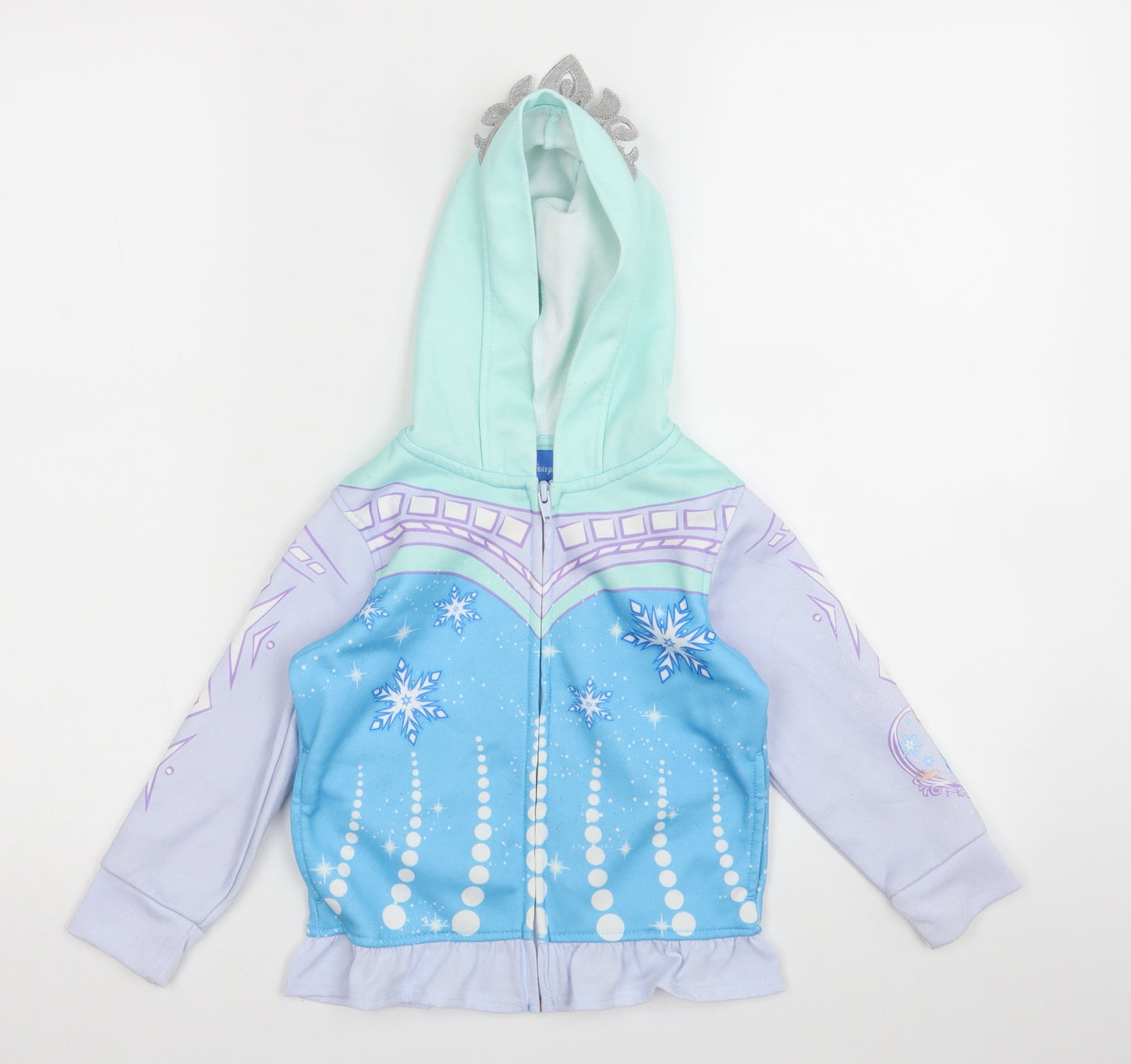 Disney Girls Multicoloured Geometric  Full Zip Jumper Size 3 Years