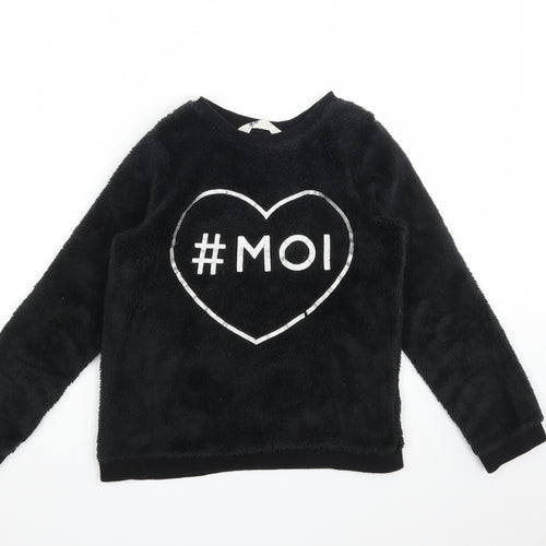 H&M Girls Black Geometric  Pullover Jumper Size 9-10 Years
