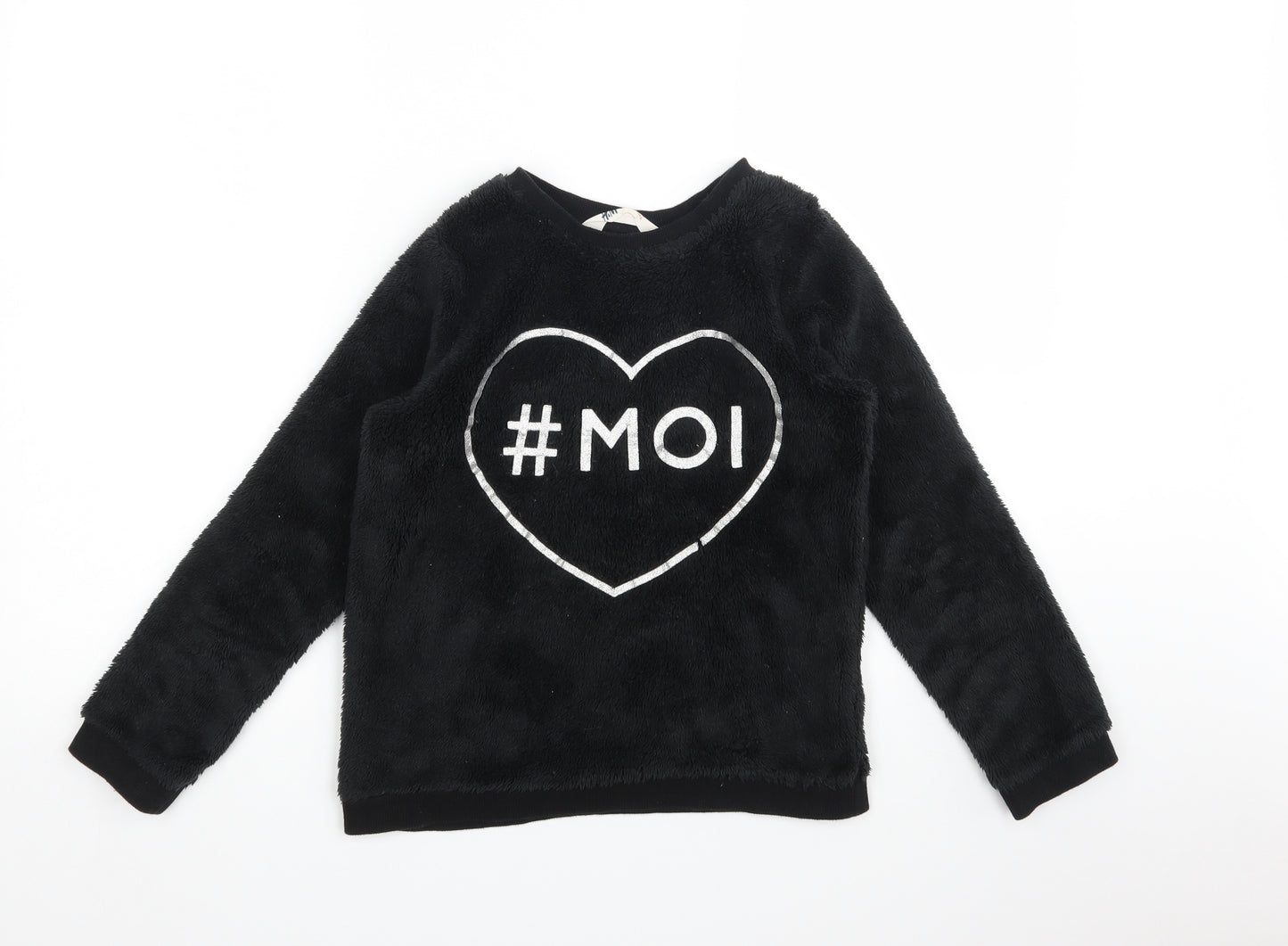 H&M Girls Black Geometric  Pullover Jumper Size 9-10 Years