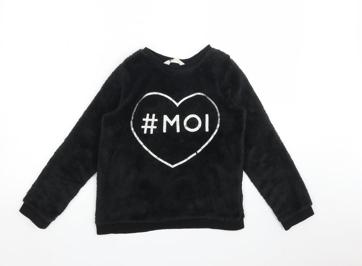 H&M Girls Black Geometric  Pullover Jumper Size 9-10 Years
