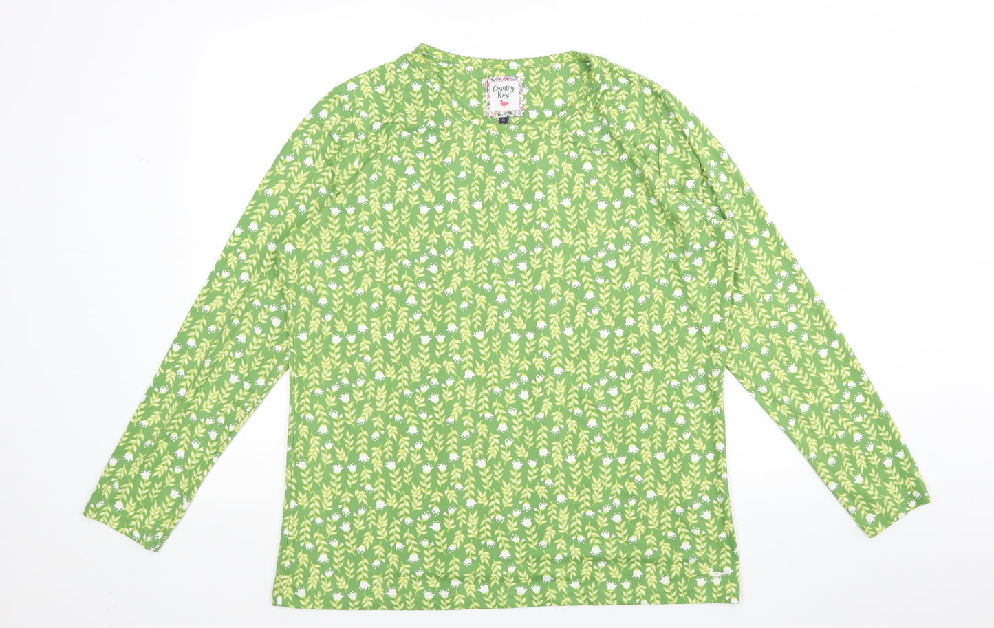 Country Rose Womens Green Floral  Pullover Jumper Size L