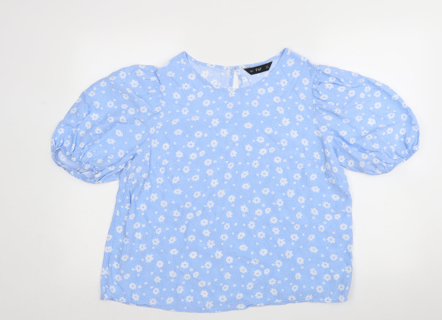 F&F Womens Blue Floral  Basic Blouse Size 16