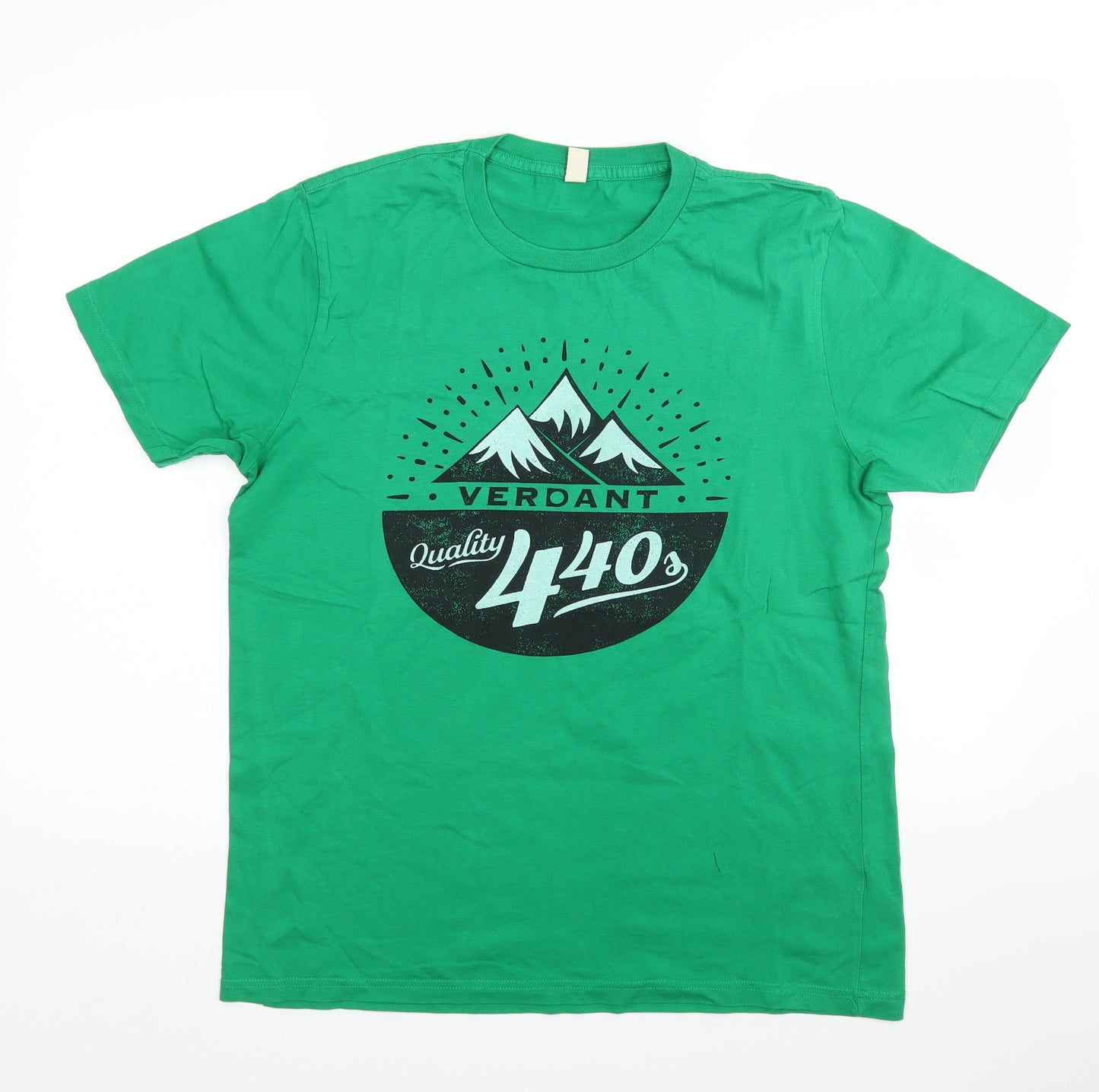 Earth Positive Mens Green Geometric   T-Shirt Size M