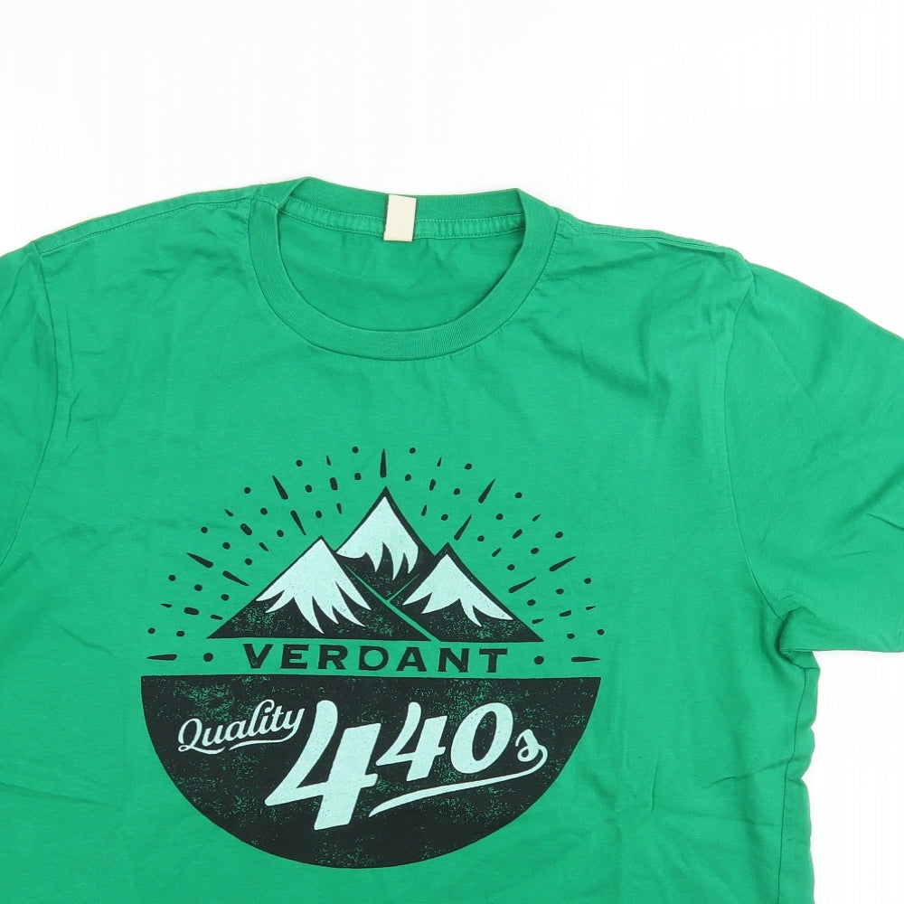 Earth Positive Mens Green Geometric   T-Shirt Size M