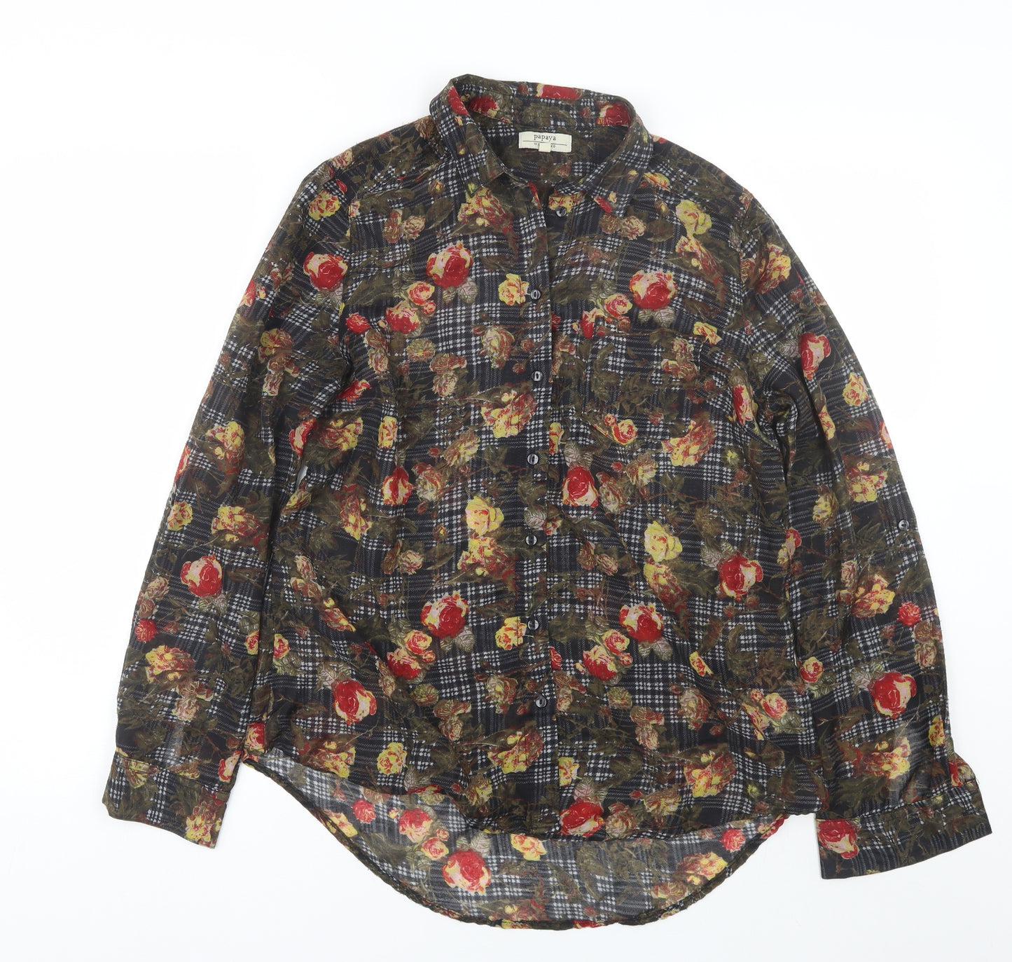 Papaya Womens Multicoloured Floral  Basic Button-Up Size 10