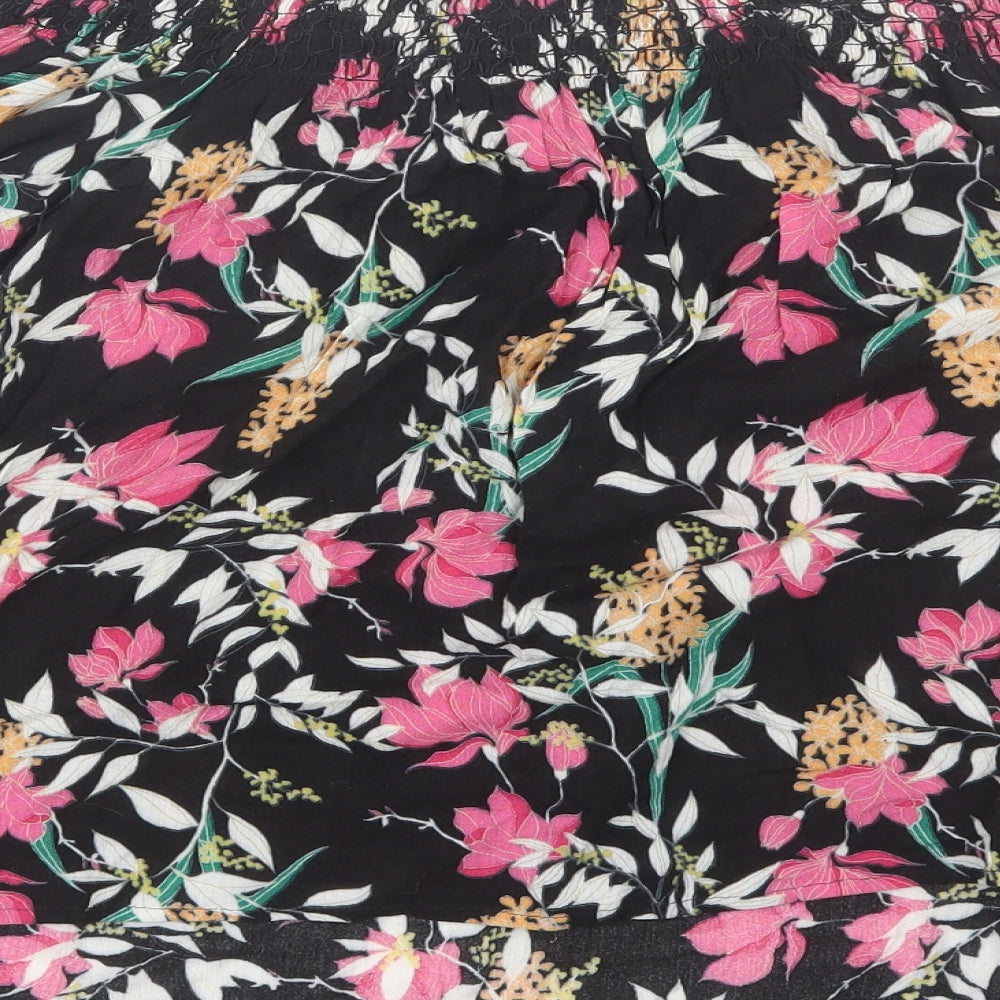 Dorothy Perkins Womens Black Floral  Basic T-Shirt Size 14