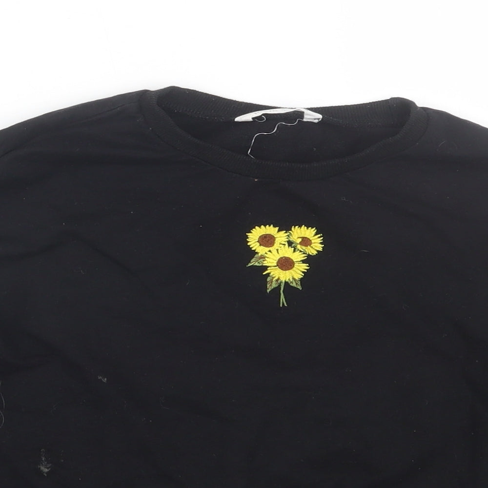 Shien Girls Black   Pullover Sweatshirt Size 11-12 Years  - Flowers