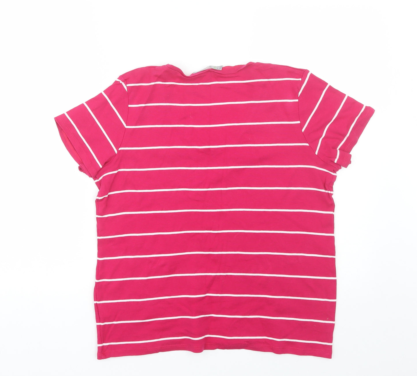 M&S Womens Pink Striped  Basic T-Shirt Size 18