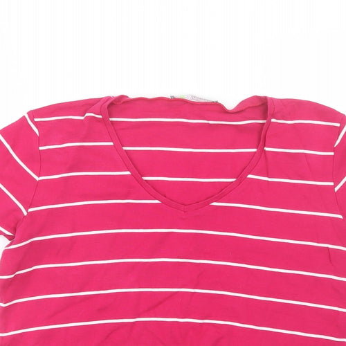 M&S Womens Pink Striped  Basic T-Shirt Size 18