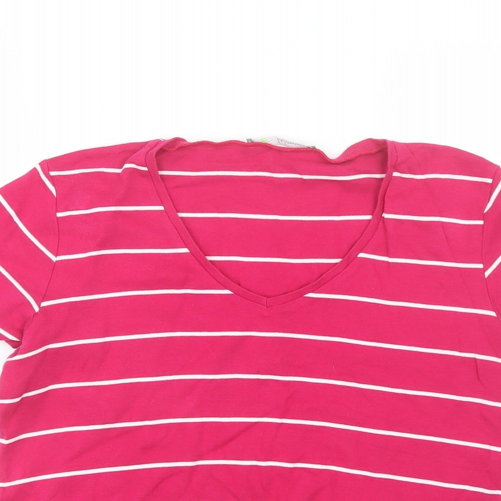 M&S Womens Pink Striped  Basic T-Shirt Size 18
