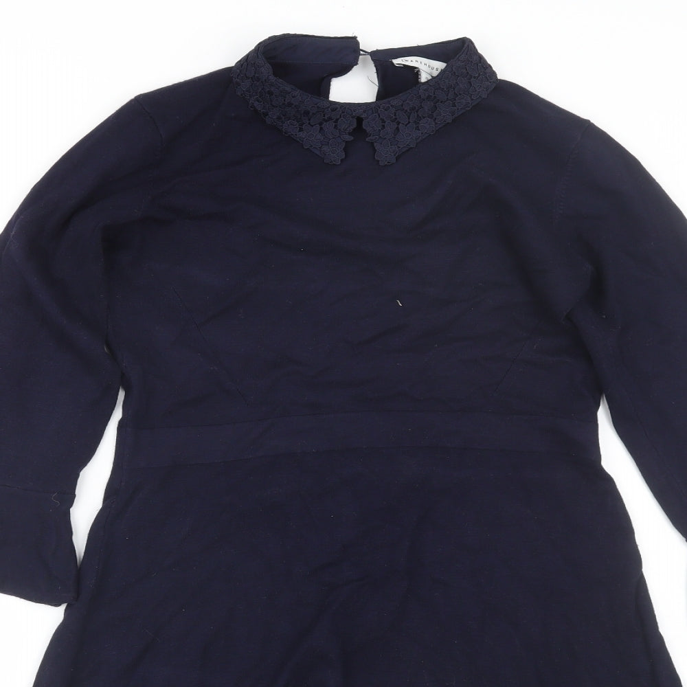 Warehouse Womens Blue Floral  T-Shirt Dress  Size 12