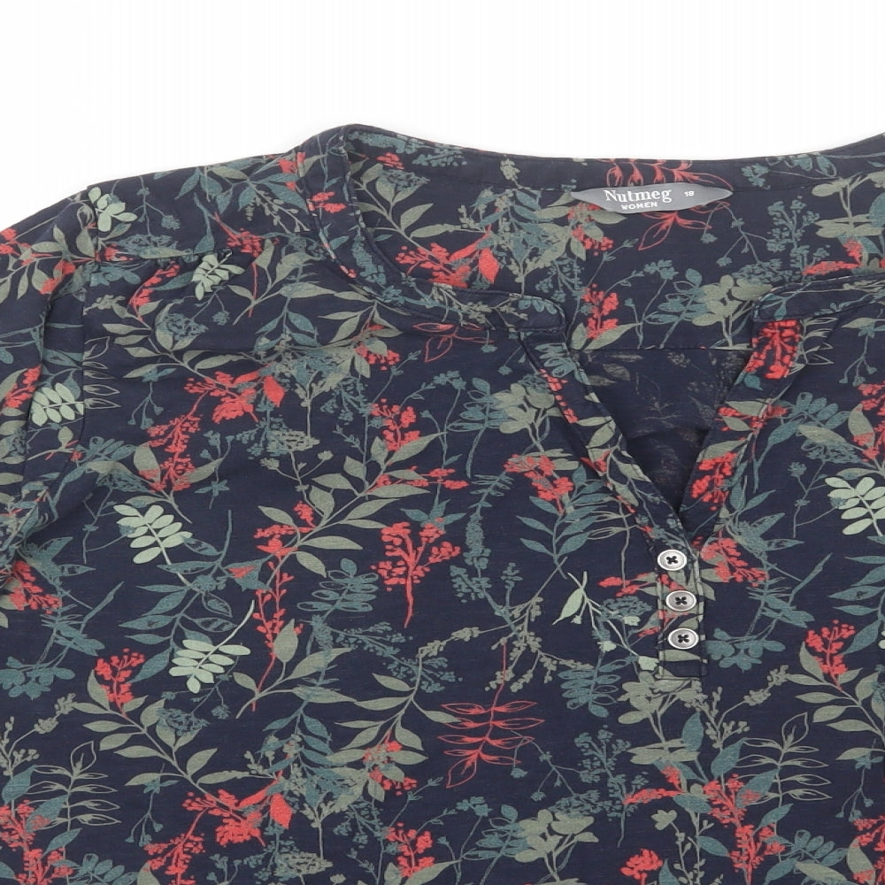 Nutmeg Womens Multicoloured Floral  Basic T-Shirt Size 18