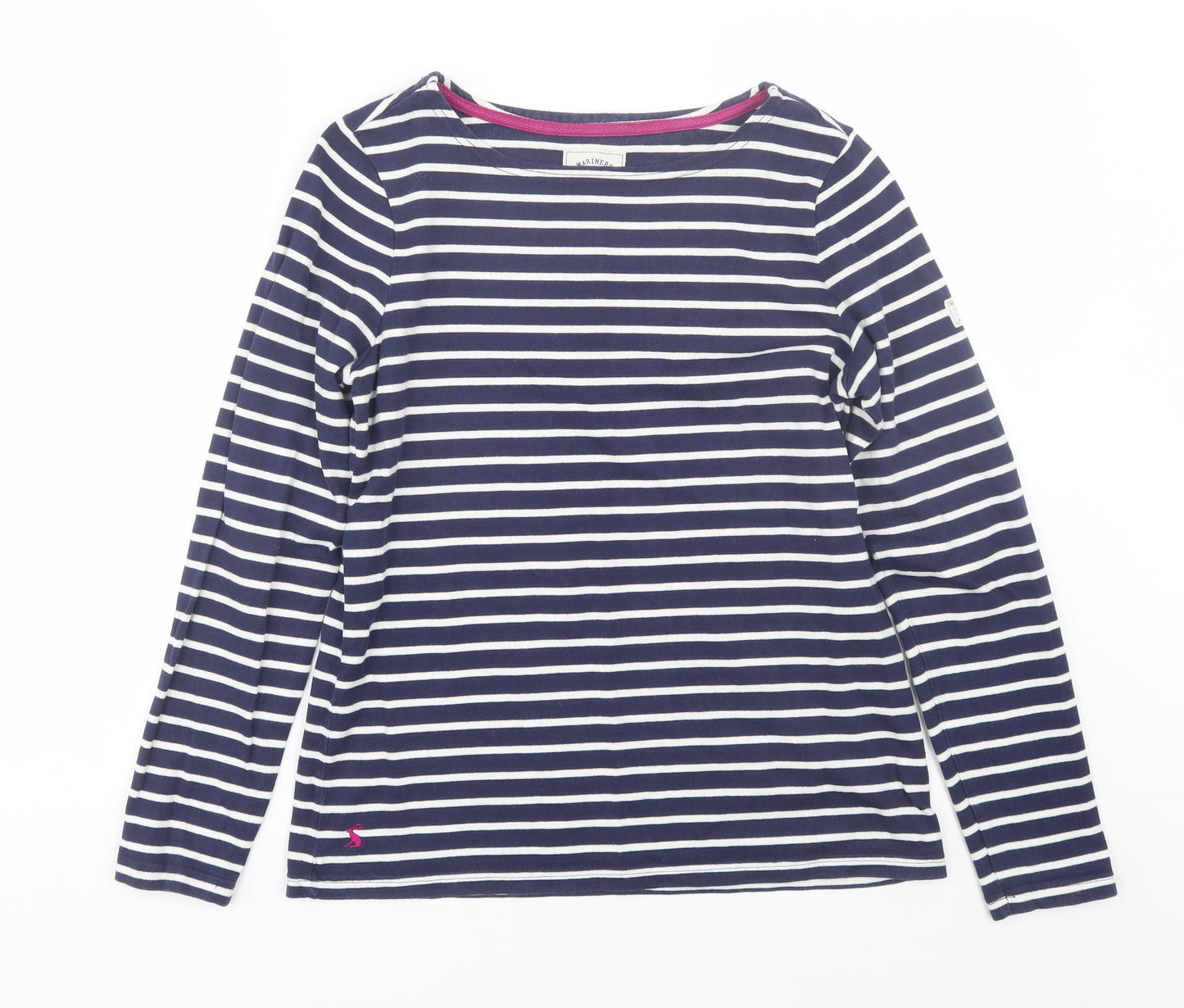 Joules Womens Blue Striped  Basic T-Shirt Size 10