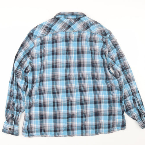 M&S Mens Blue Plaid   Dress Shirt Size 2XL