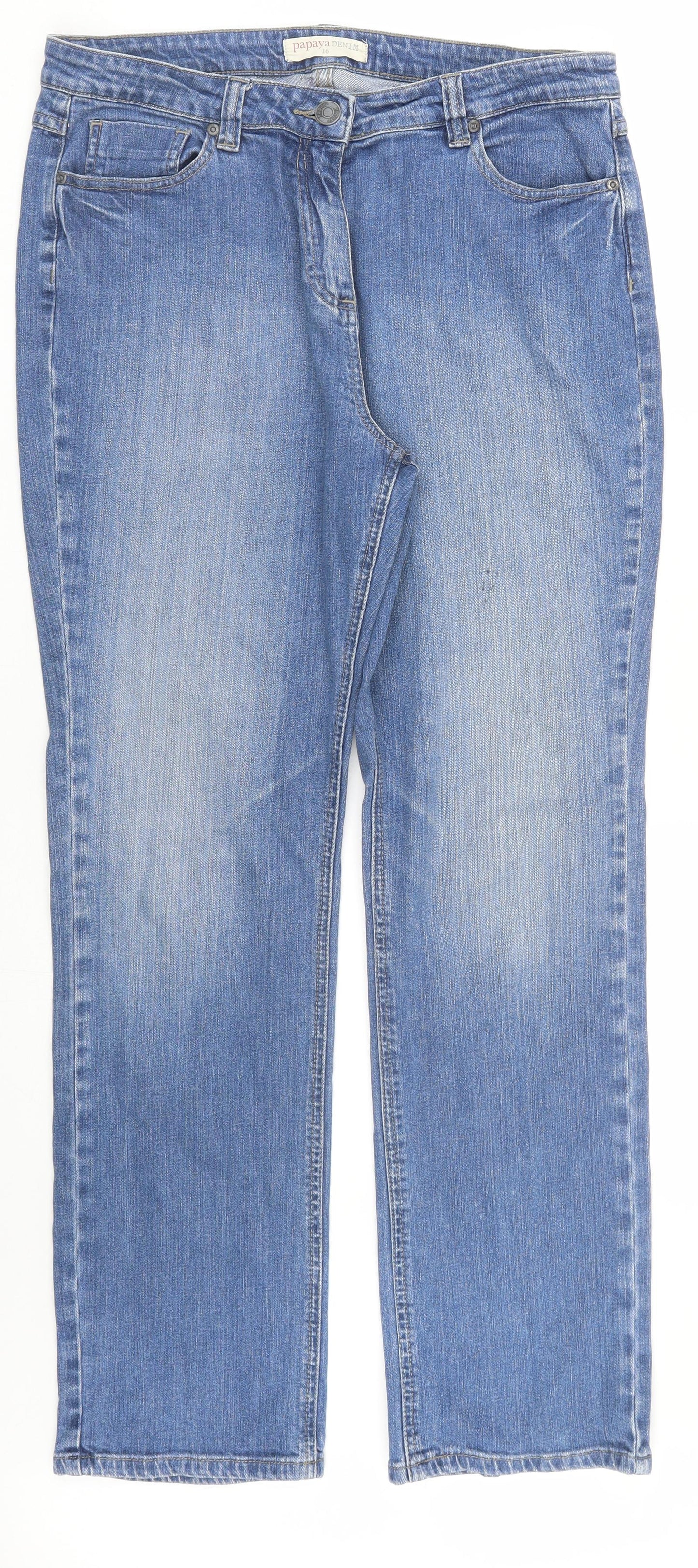Papaya Womens Blue  Denim Straight Jeans Size 16 L28 in