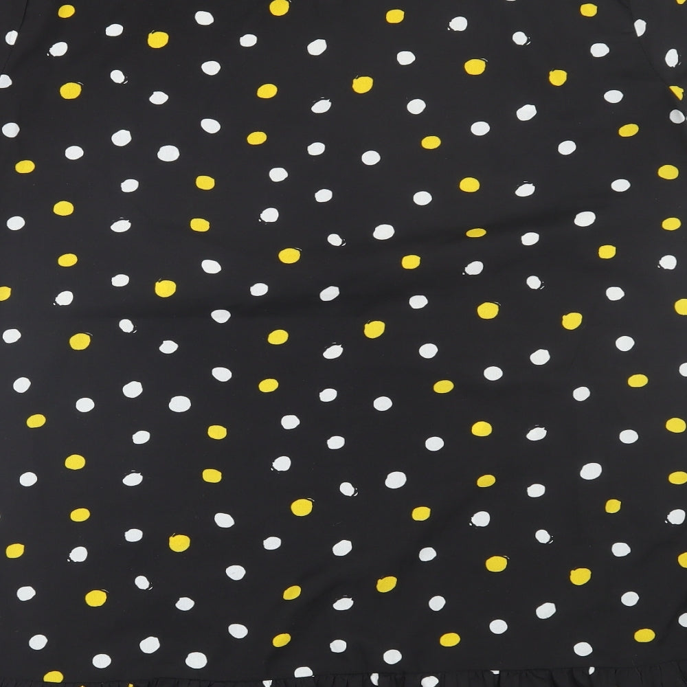 Wednesday Girl Womens Black Polka Dot  Basic T-Shirt Size L