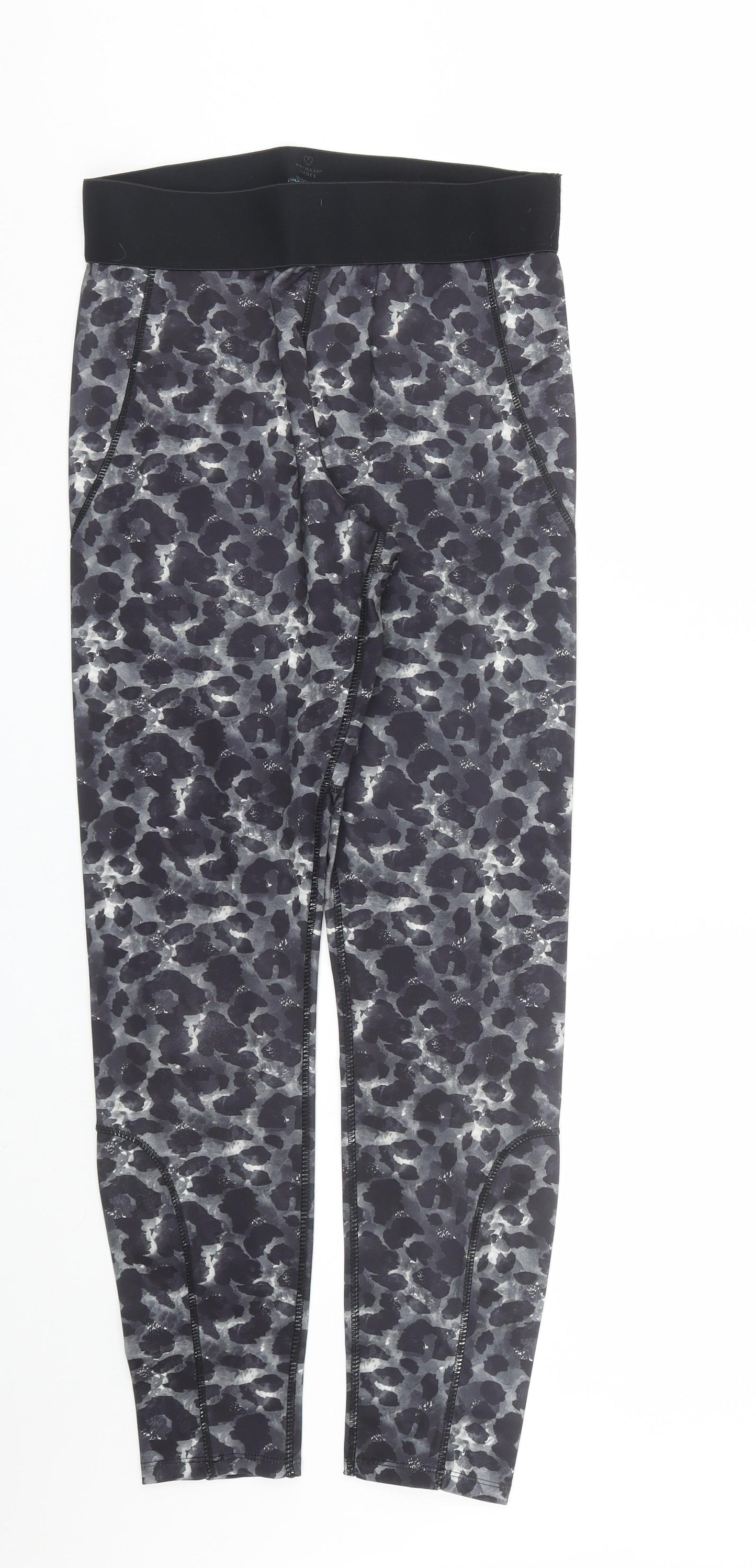 Primark Womens Black Animal Print  Capri Leggings Size M L27 in
