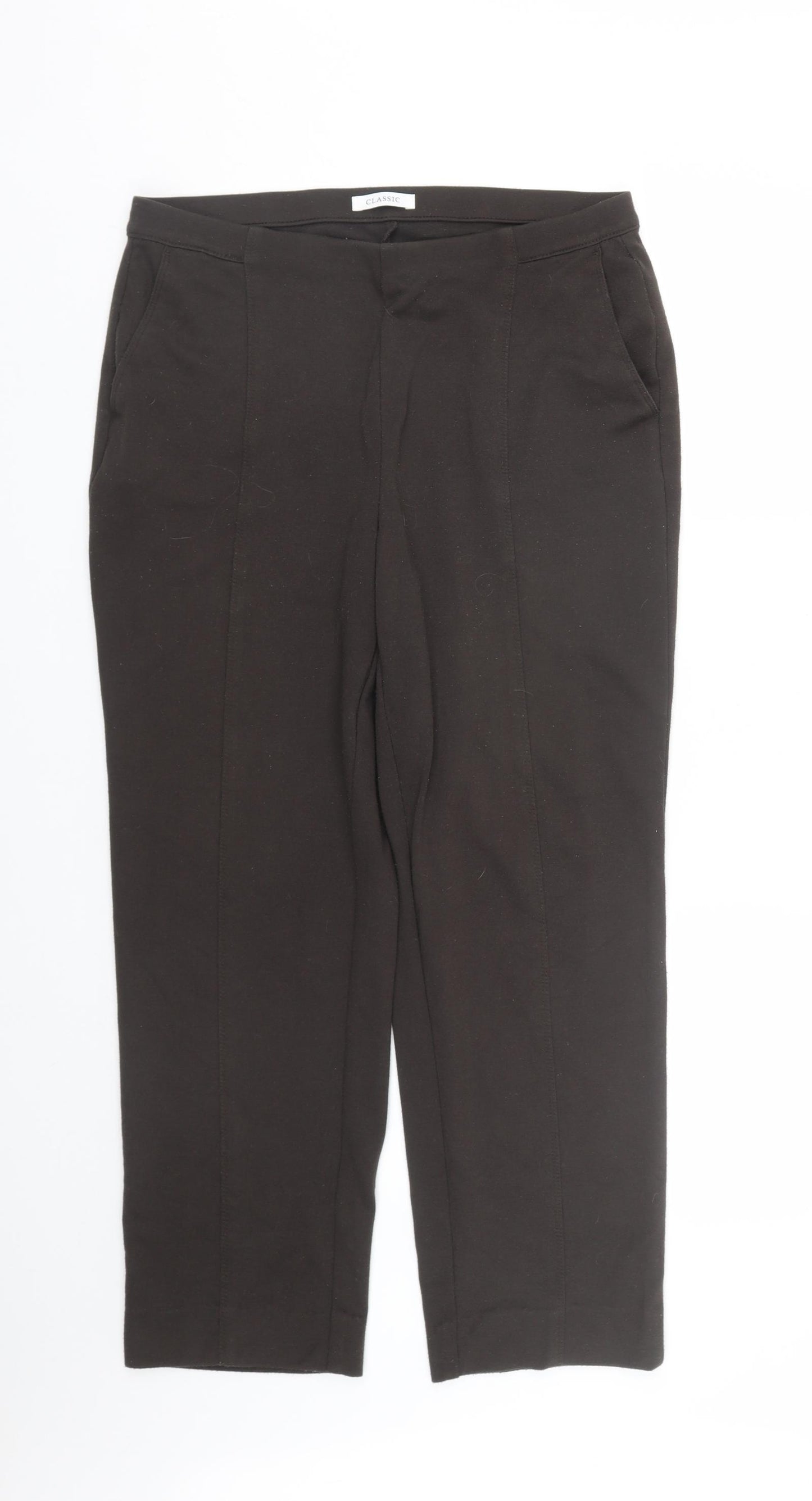 M&S Womens Brown   Capri Trousers Size 16 L27 in